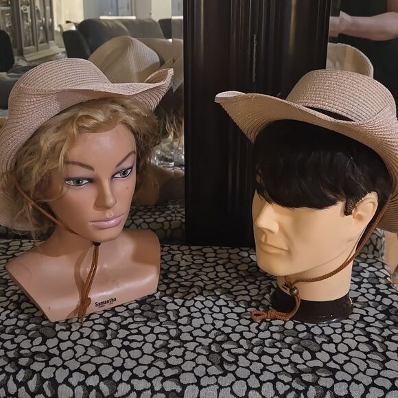 2 Unisex Straw Beach Sun Hat Packable Summer Cowboy  Hats - Picture 1 of 15